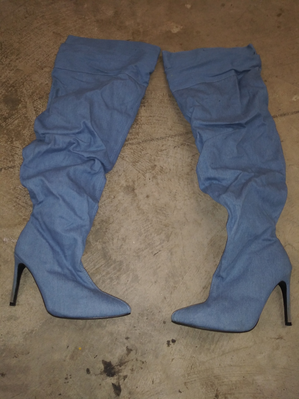 Women's Light Blue Over-the-Knee Stiletto Boots